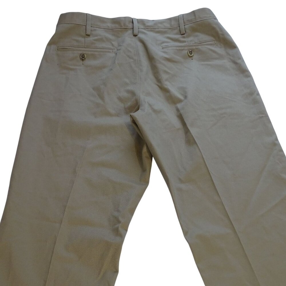 Lands End Men Khaki Flat Front Traditional Fit Chino Pants Size 34 Uniform Work - Picture 4 of 15